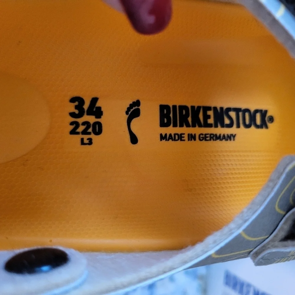 Birkenstock Kids Sandals - Yellow and Gray Khaki Size 34 NEW US 3-3.5